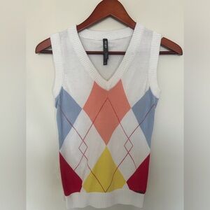 Elan V-Neck Knit Sweater Golf Vest in White